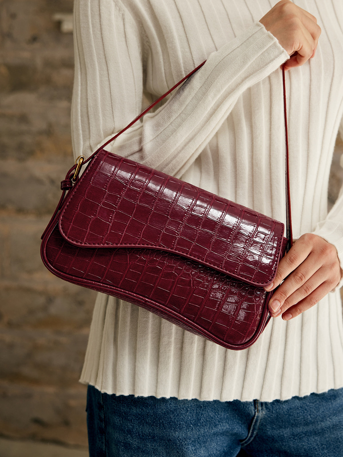 Borsa a Spalla Checkered con Fibbia