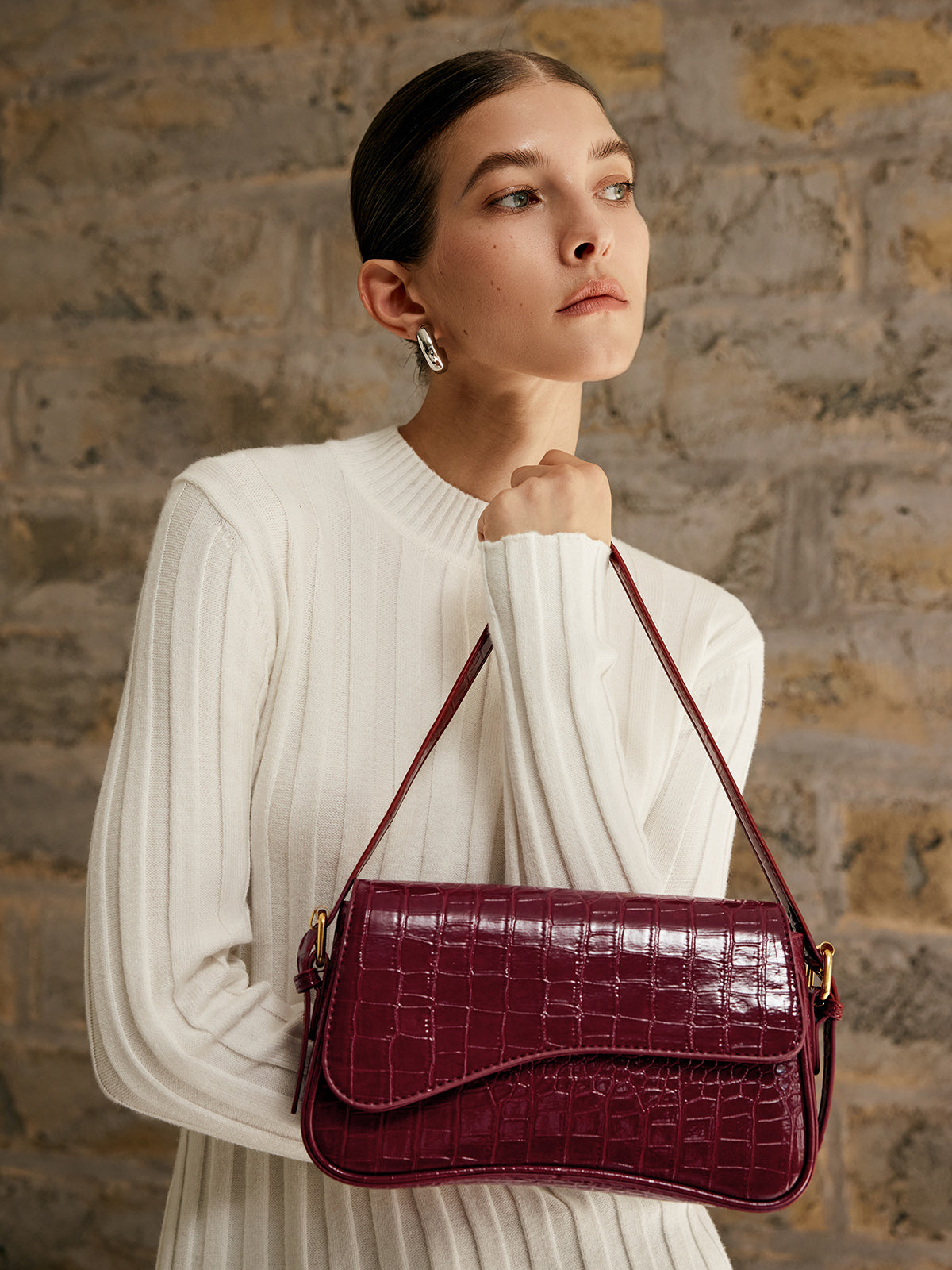 Borsa a Spalla Checkered con Fibbia