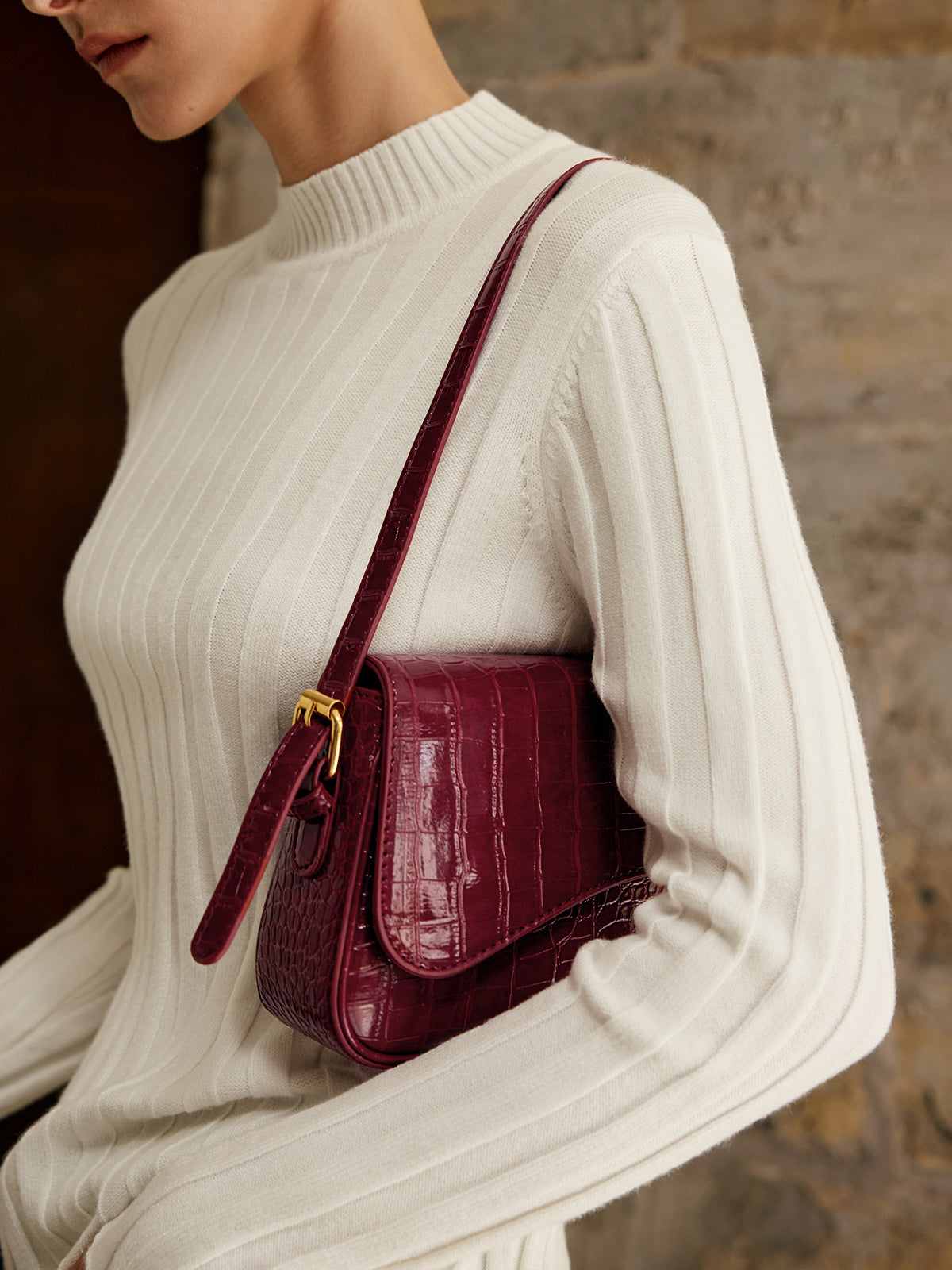 Borsa a Spalla Checkered con Fibbia